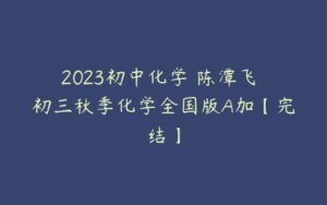 2023初中化学 陈潭飞 初三秋季化学全国版A加【完结】-51自学联盟