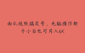 西瓜视频搞笑号，无脑操作新手小白也可月入6K-51自学联盟