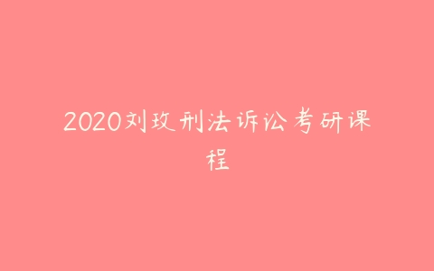 2020刘玫刑法诉讼考研课程-51自学联盟