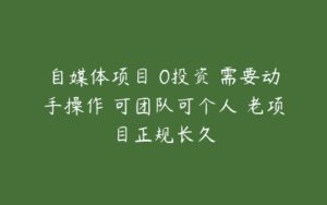 自媒体项目 0投资 需要动手操作 可团队可个人 老项目正规长久-51自学联盟