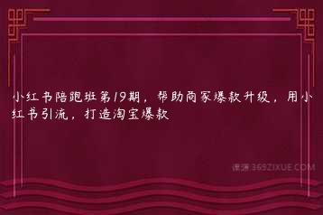 小红书陪跑班第19期，帮助商家爆款升级，用小红书引流，打造淘宝爆款-51自学联盟