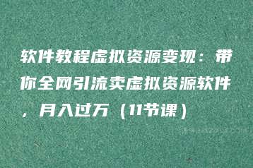 软件教程虚拟资源变现：带你全网引流卖虚拟资源软件，月入过万（11节课）-51自学联盟