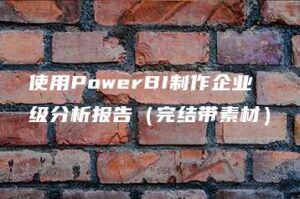 使用PowerBI制作企业级分析报告（完结带素材）-51自学联盟