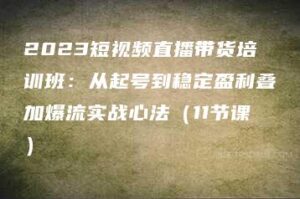2023短视频直播带货培训班：从起号到稳定盈利叠加爆流实战心法（11节课）-51自学联盟
