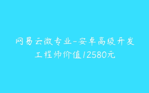 网易云微专业-安卓高级开发工程师价值12580元-51自学联盟