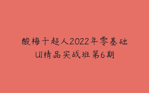 酸梅干超人2022年零基础UI精品实战班第6期-51自学联盟