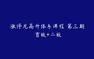 涨停龙高升体系课程 第三期 首板+二板-51自学联盟