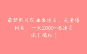 最新照片改油画项目，流量爆到爽，一天2000+迅速变现【揭秘】-51自学联盟