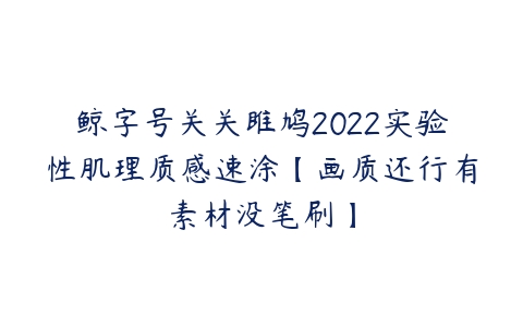 鲸字号关关雎鸠2022实验性肌理质感速涂【画质还行有素材没笔刷】-51自学联盟