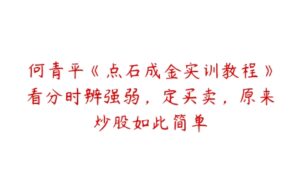 何青平《点石成金实训教程》看分时辨强弱，定买卖，原来炒股如此简单-51自学联盟