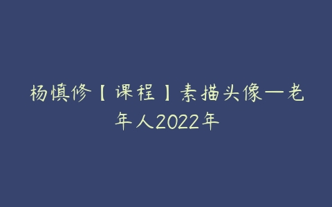 杨慎修【课程】素描头像—老年人2022年-51自学联盟