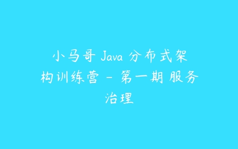 小马哥 Java 分布式架构训练营 – 第一期 服务治理-51自学联盟