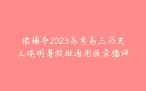 猿辅导2023高考高三历史王晓明暑假班通用版录播课-51自学联盟