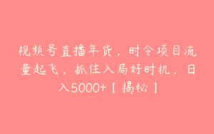 视频号直播年货，时令项目流量起飞，抓住入局好时机，日入5000+【揭秘】-51自学联盟