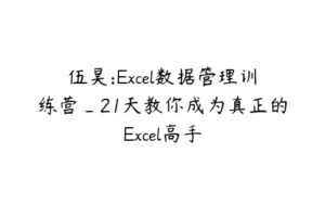 伍昊:Excel数据管理训练营_21天教你成为真正的Excel高手-51自学联盟