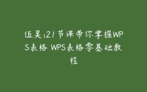 伍昊:21节课带你掌握WPS表格 WPS表格零基础教程-51自学联盟