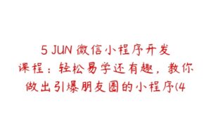 5 JUN 微信小程序开发课程：轻松易学还有趣，教你做出引爆朋友圈的小程序(46节课)-51自学联盟