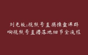 刘老板:视频号直捐操盘课群响视频号直撸落地细节全流程-51自学联盟