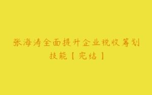 张海涛全面提升企业税收筹划技能【完结】-51自学联盟