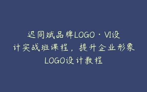 迟同斌品牌LOGO·VI设计实战班课程，提升企业形象LOGO设计教程-51自学联盟