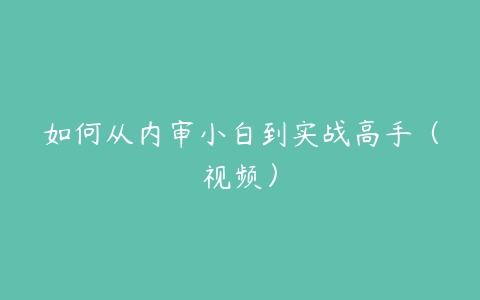 如何从内审小白到实战高手（视频）-51自学联盟