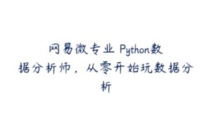 网易微专业 Python数据分析师，从零开始玩数据分析-51自学联盟
