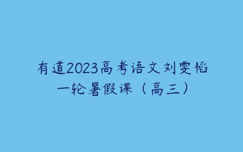 有道2023高考语文刘雯韬一轮暑假课（高三）课程资源下载