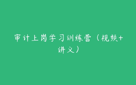 审计上岗学习训练营（视频+讲义）-51自学联盟