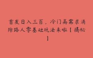 首发日入三百，冷门高需求消除路人零基础玩法来啦【揭秘】-51自学联盟