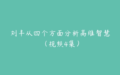 刘丰从四个方面分析高维智慧（视频4集）百度网盘下载