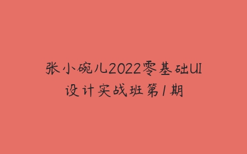 张小碗儿2022零基础UI设计实战班第1期-51自学联盟