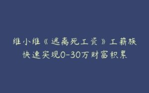 维小维《逃离死工资》工薪族快速实现0-30万财富积累-51自学联盟