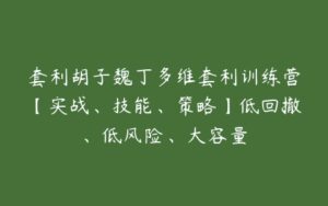 套利胡子魏丁多维套利训练营【实战、技能、策略】低回撤、低风险、大容量-51自学联盟