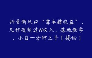 抖音新风口“靠车撸收益”，几秒视频过W收入，落地教学，小白一分钟上手【揭秘】-51自学联盟