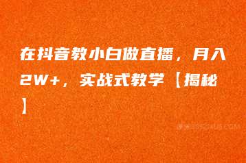 在抖音教小白做直播，月入2W+，实战式教学【揭秘】-51自学联盟