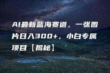 AI最新蓝海赛道，一张图片日入300+，小白专属项目【揭秘】-51自学联盟