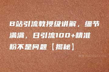 B站引流教授级讲解，细节满满，日引流100+精准粉不是问题【揭秘】-51自学联盟