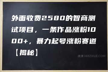 外面收费2580的智商测试项目，一条作品涨粉1000+，暴力起号涨粉赛道【揭秘】-51自学联盟