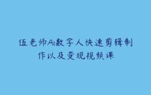 伍老师Ai数字人快速剪辑制作以及变现视频课-51自学联盟