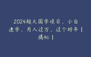 2024超火国学项目，小白速学，月入过万，过个好年【揭秘】-51自学联盟