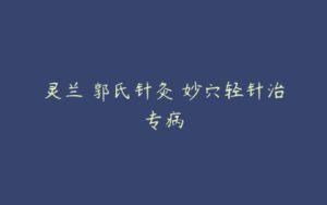 灵兰 郭氏针灸 妙穴轻针治专病-51自学联盟