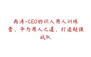 冉涛-CEO的识人用人训练营，华为用人之道，打造超强战队-51自学联盟