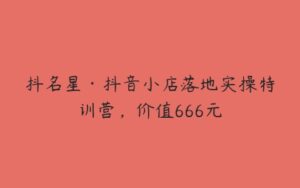 抖名星·抖音小店落地实操特训营，价值666元-51自学联盟