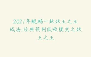 2021年鲲鹏一跃妖王之王战法:经典预判低吸模式之妖王之王-51自学联盟