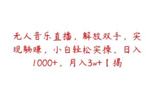 无人音乐直播，解放双手，实现躺赚，小白轻松实操，日入1000+，月入3w+【揭秘】-51自学联盟