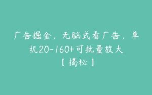 广告掘金，无脑式看广告，单机20-160+可批量放大【揭秘】-51自学联盟