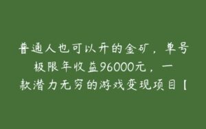 普通人也可以开的金矿，单号极限年收益96000元，一款潜力无穷的游戏变现项目【揭秘】-51自学联盟