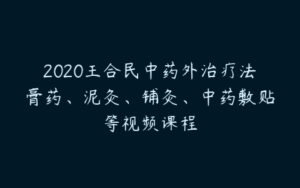 2020王合民中药外治疗法膏药、泥灸、铺灸、中药敷贴等视频课程-51自学联盟