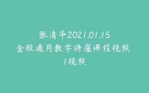 张清华2021.01.15金股通月教学讲座课程视频 1视频-51自学联盟