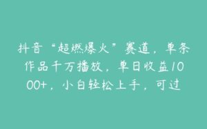 抖音“超燃爆火”赛道，单条作品千万播放，单日收益1000+，小白轻松上手，可过中视频【揭秘】-51自学联盟